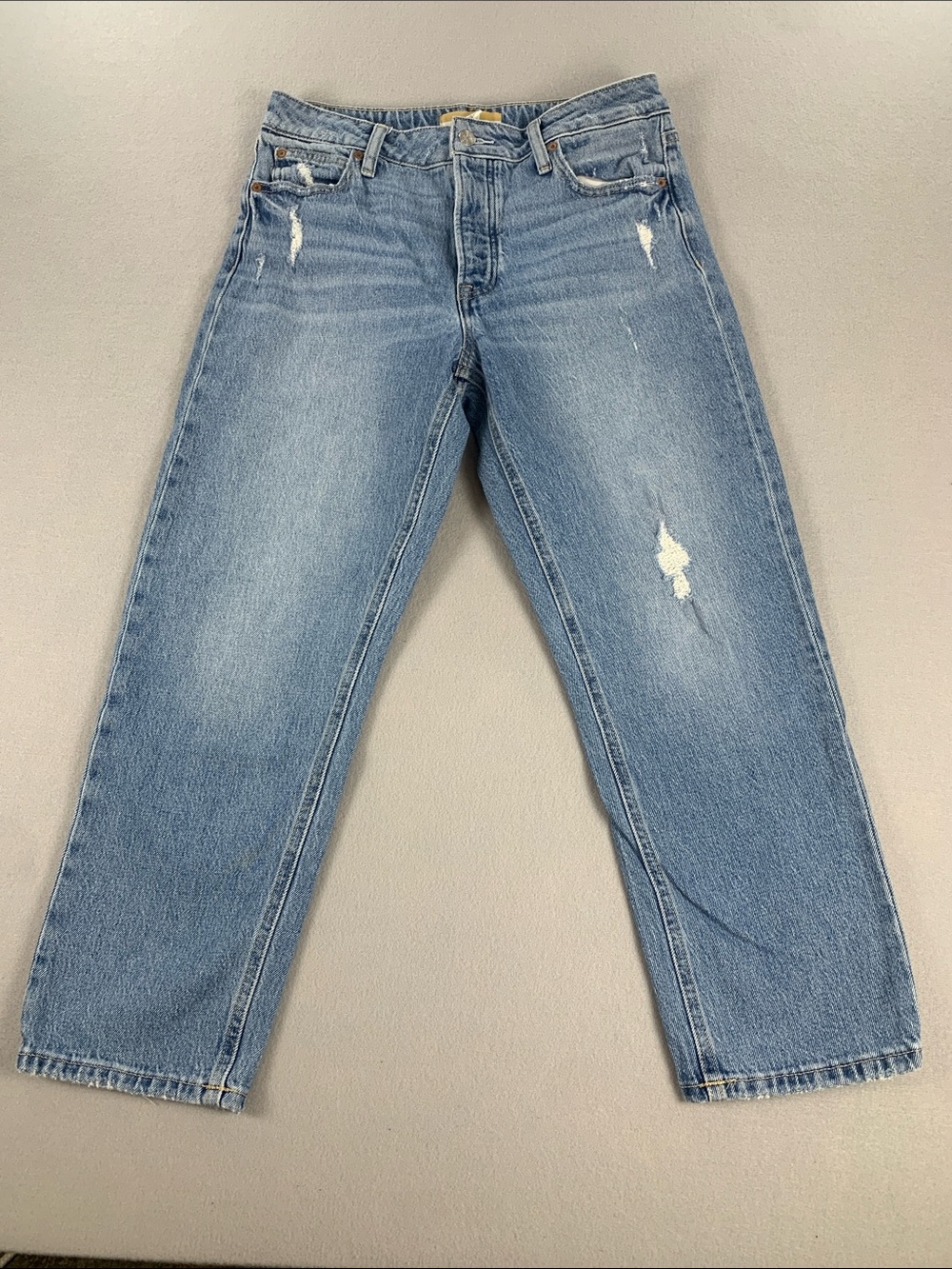 Women's Light Blue Button Up Straight-Leg Jeans size 10